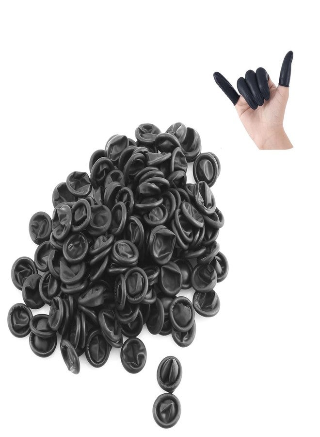 Lind Kitchen 150pcs Disposable Latex Finger Cots Protective Fingertips Gloves Rubber Industrial Fingerstall Sleeves 65mmx25mm (Black) - Image 1